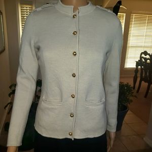Talbots 4p merino wool military style cardigan